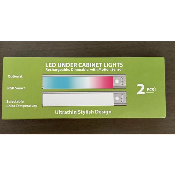 LED Cabinet Lights 2pcs – Rechargeable, Dimmable, Motion Sensor, Slim Design - Picture 1 of 3